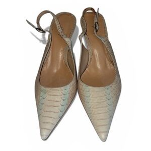 Pley Aqua Tan Snakeskin Pattern Heels